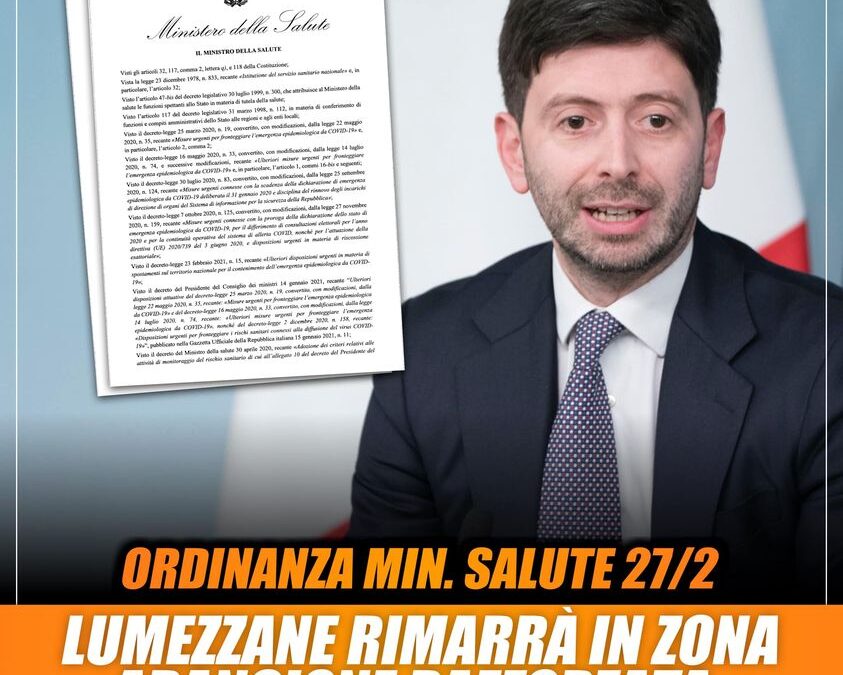 Ordinanza per la Lombardia in zona arancione