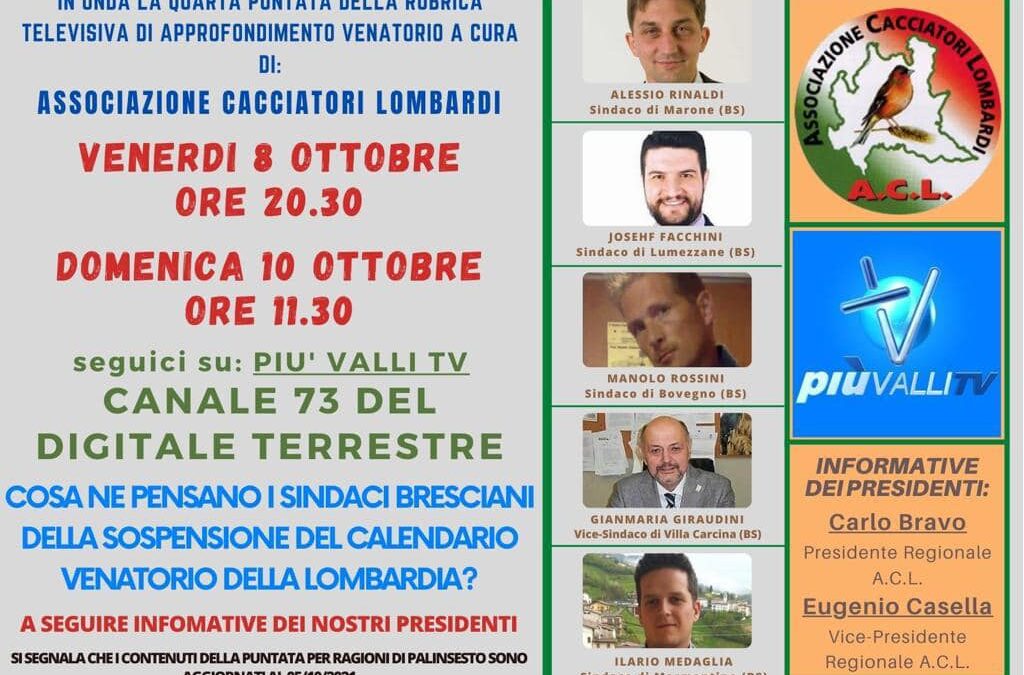 Questa sera su PiùValli TV si parla di caccia a Lumezzane