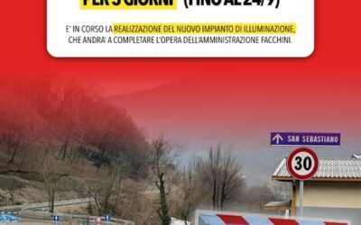 Strada della Costa di Lumezzane chiusa per lavori di installazione dell’impianto di illuminazione